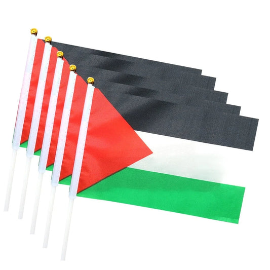 5/10PCS Palestine Flag Small With Pole 14x21cm Palestine Hand Waving Flag Double-sided For Kids Adults Home Festival Decoration